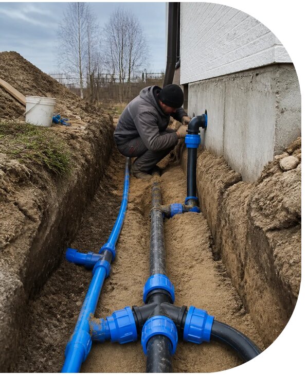 Монтаж наружного водопровода на участке под ключ в Ржеве